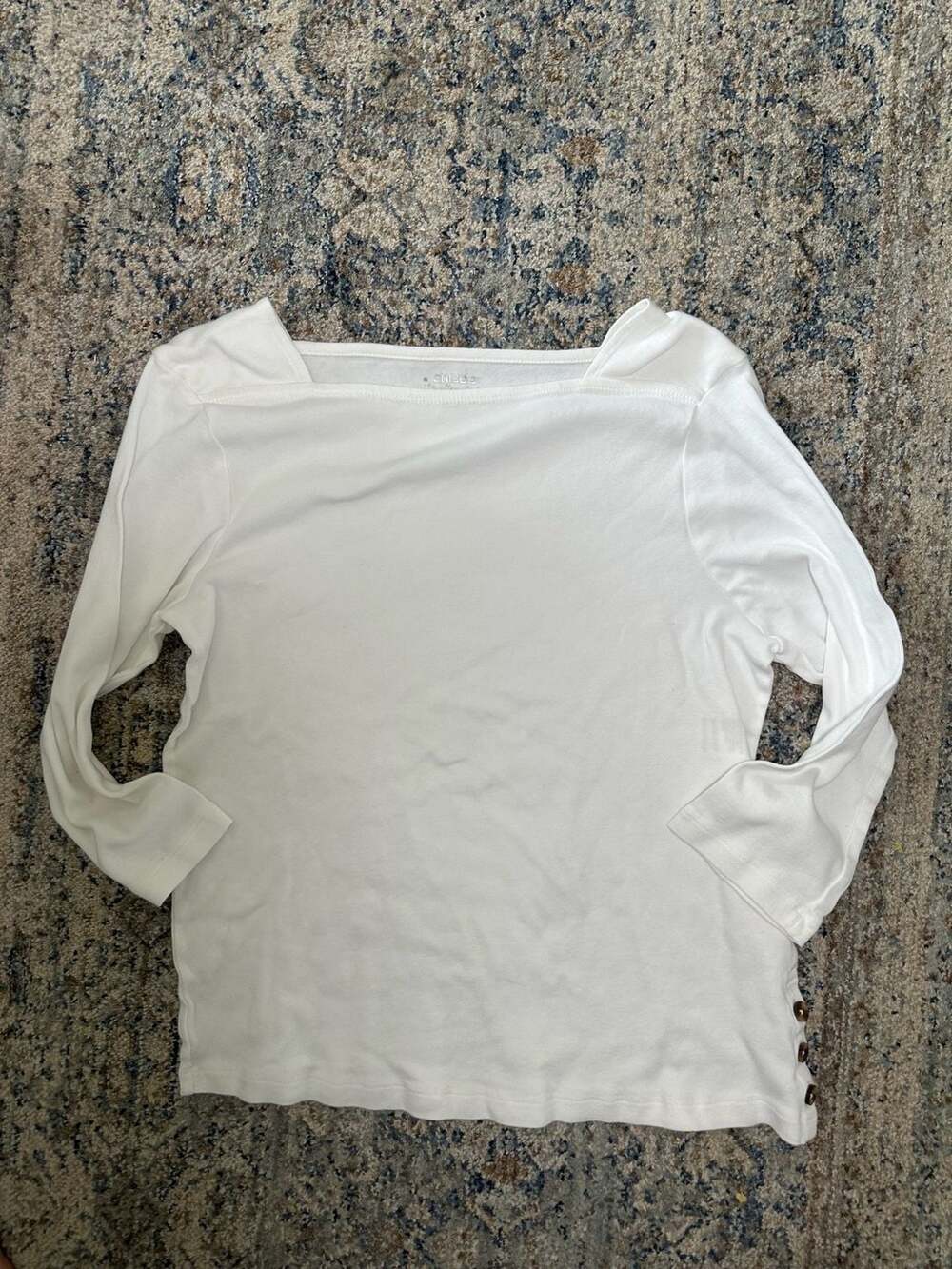 Chico's The Ultimate Tee Size 1X White Cotton 3/4 Sleeve Top